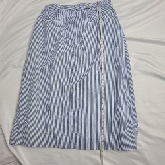 NEW VINTAGE 70s‎ skirt deadstock pinstripe seersucker midi S - Picture 10 of 13